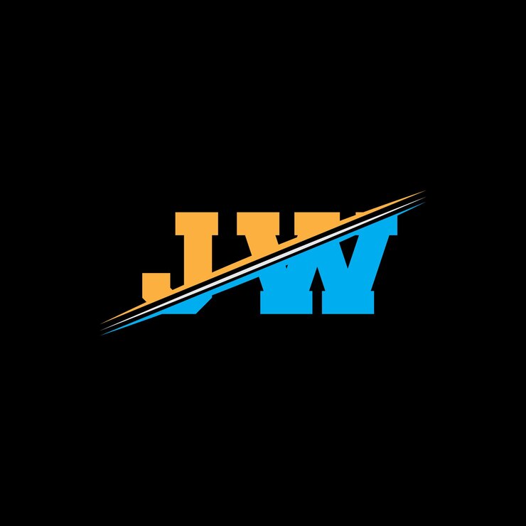 Vector diseño moderno del logotipo de las letras geométricas de jw con colores naranja y azul