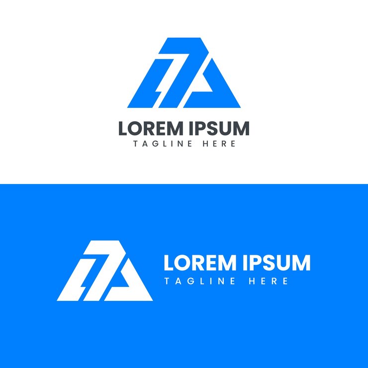Diseño moderno del logotipo de las letras N y V Triángulo azul Vector de diseño del logotipo