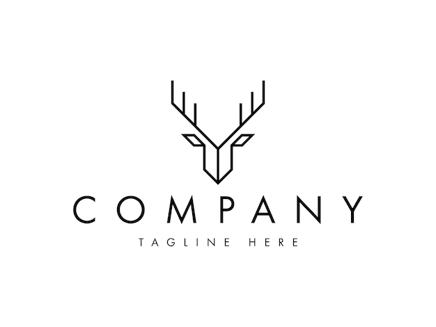 diseño moderno de logotipo de línea de cabeza de ciervo minimalista