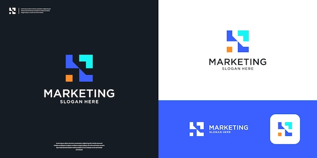 Diseño moderno del logotipo de marketing digital Logotipo de flecha geométrica con ilustración vectorial de símbolo de datos