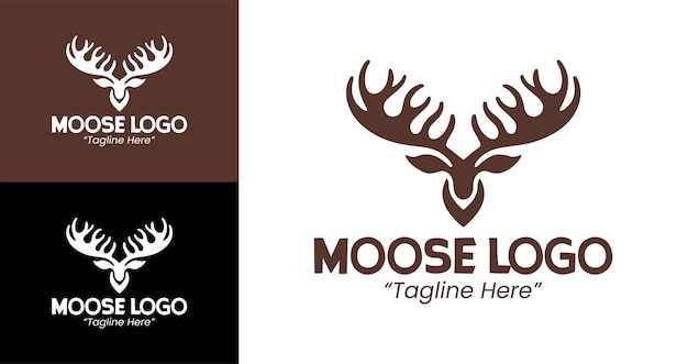 Diseño moderno del logotipo de Moose en colores marrón y negro para la marca profesional