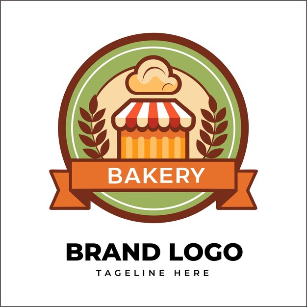 Diseño moderno del logotipo de la panadería redonda para el negocio alimentario