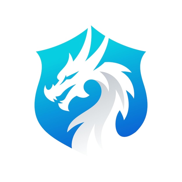 Diseño moderno del logotipo de la serpiente y el escudo del dragón Icono del vector del emblema de la mascota del dragón
