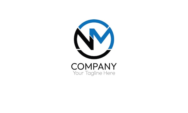 El diseño moderno del logotipo y la tarjeta de visita de NM en color negro Vector de letras de NM