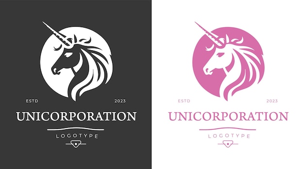 Diseño moderno de logotipo de unicornio, símbolo de unicornio