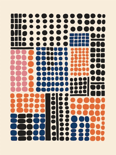 Diseño moderno de mediados de siglo Impresión artística colorida Idea de patrón de tela