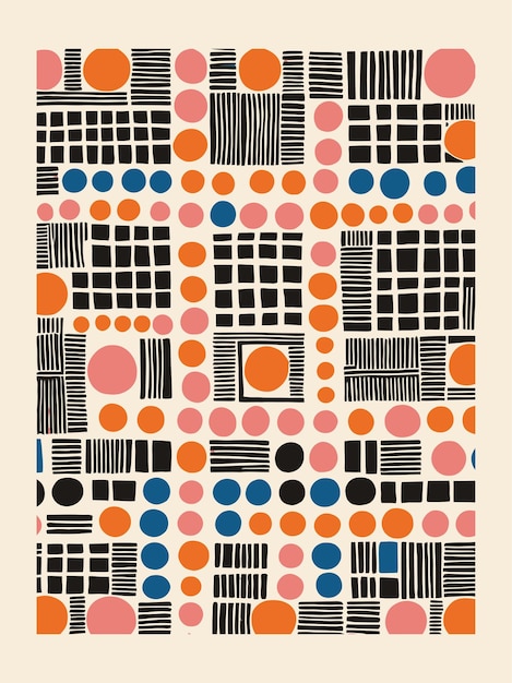 Diseño moderno de mediados de siglo Impresión artística colorida Idea de patrón de tela