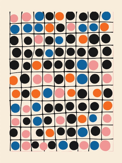Diseño moderno de mediados de siglo Impresión artística colorida Idea de patrón de tela