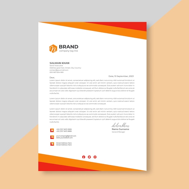 Diseño moderno de membrete de empresa Vector Premium