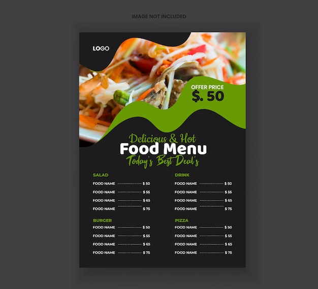 Diseño moderno de menú de comida deliciosa Diseño de volante de comida de restaurante