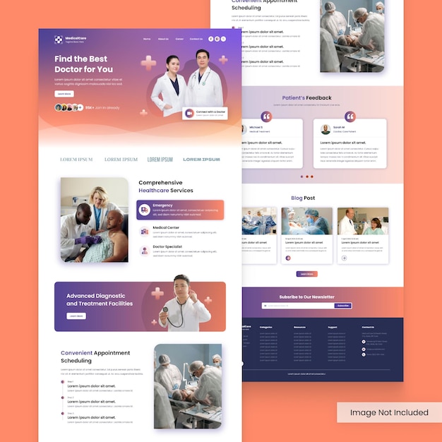 Diseño moderno de la página de aterrizaje del hospital