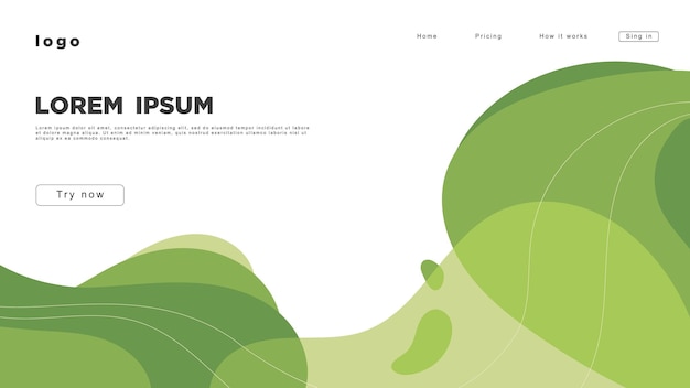 Diseño moderno de páginas web abstractas con formas verdes suaves y estilo minimalista