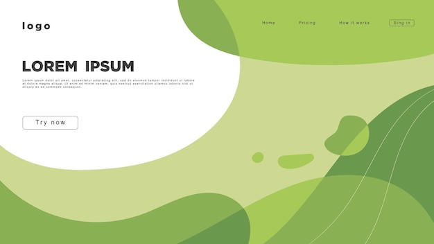 Diseño moderno de páginas web abstractas con formas verdes suaves y estilo minimalista