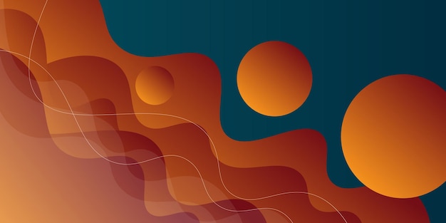 Diseño moderno de pancartas comerciales geométricas de color verde oscuro y naranja Diseño de pancartas creativas con onda