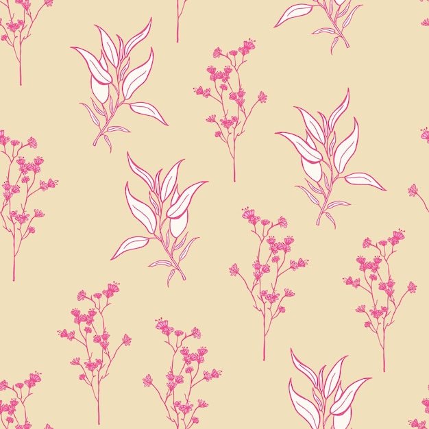 Diseño moderno de patrones sin fisuras de flores silvestres. Patrón sin costuras con flores y hojas de primavera.