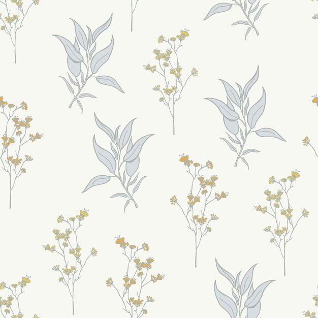 Diseño moderno de patrones sin fisuras de flores silvestres. Patrón sin costuras con flores y hojas de primavera.