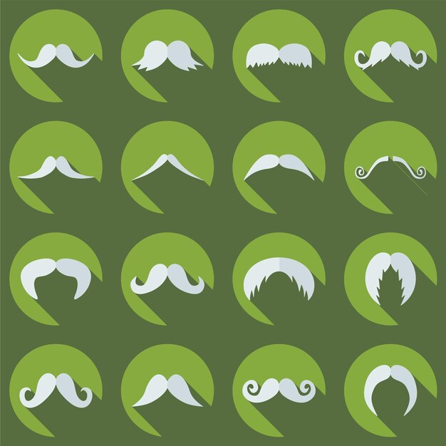 Vector diseño moderno plano con icono de sombra imagen vectorial de bigote