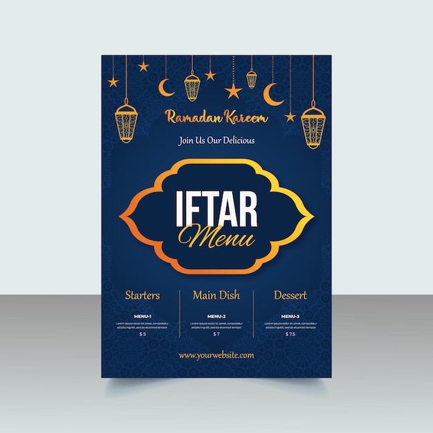 Diseño moderno de plantilla de cartel o volante de invitación de fiesta de Ramadán Iftar