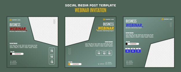 Diseño moderno de plantilla de publicación en redes sociales para marketing digital en línea o plantilla de invitación a seminario web