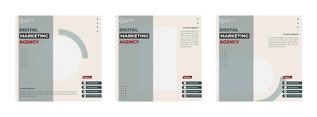 Vector diseño moderno de plantilla de publicaciones en redes sociales para marketing digital en línea