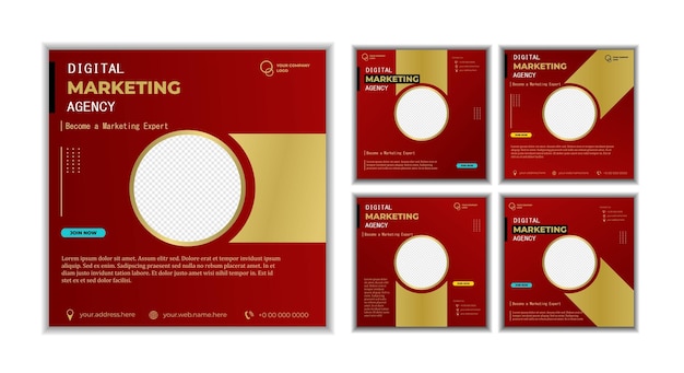 Diseño moderno de plantilla de publicaciones en redes sociales para negocios de agencias de marketing digital y otros