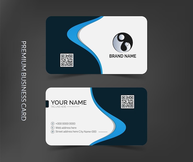 Diseño moderno de plantillas de tarjetas de visita en azul y blanco