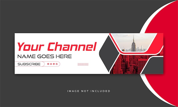 Diseño moderno de portada y banner rojo de youtube