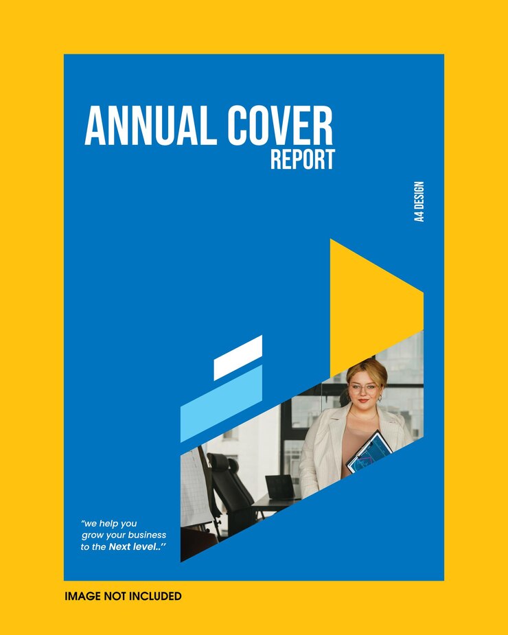 Vector diseño moderno de la portada del informe anual con el equipo empresarial