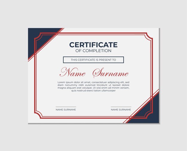 Diseño moderno y profesional de la plantilla del certificado académico de reconocimiento