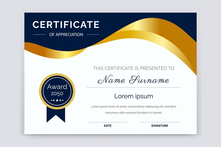 Diseño moderno y profesional de la plantilla del certificado de reconocimiento
