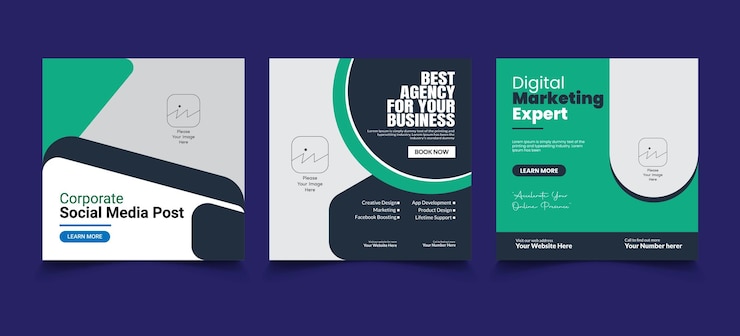 Diseño moderno de redes sociales corporativas para el marketing digital
