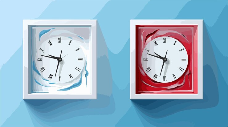 Vector diseño moderno de reloj de pared cuadrado vectorial 3d con versión inversa