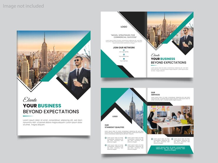 Diseño moderno y sencillo de folletos de negocios plegables