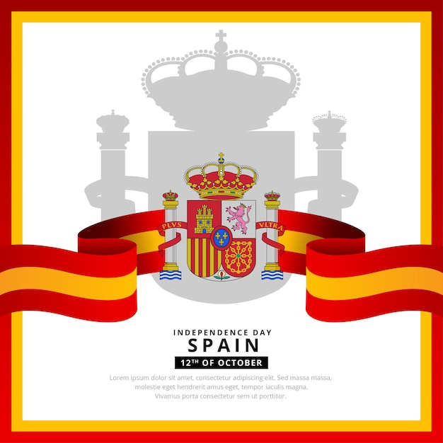 Vector diseño moderno y sorprendente del día de la independencia de españa con vector de bandera ondulada