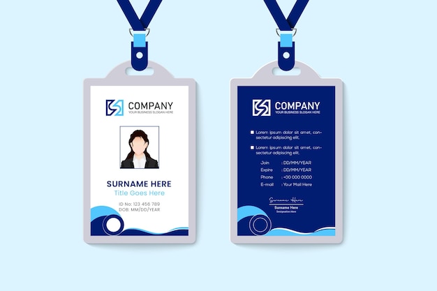 Diseño moderno de tarjeta de identificación azul de negocios