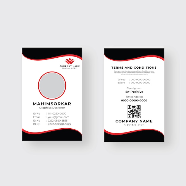 Diseño moderno de la tarjeta de identificación del empleado con detalles de la empresa