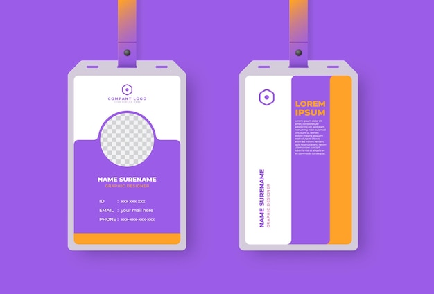 Diseño moderno de tarjeta de identificación con un marco de foto circular