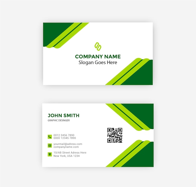 Diseño moderno de tarjeta de presentación en verde y blanco