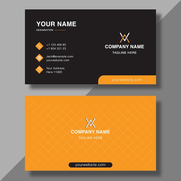 Vector diseño moderno de tarjeta de visita amarillo y gris profesional.