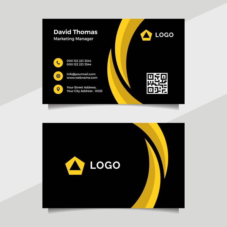 Diseño moderno de tarjeta de visita corporativa negra.