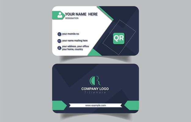 Diseño moderno de tarjetas de visita con código QR y detalles de contacto