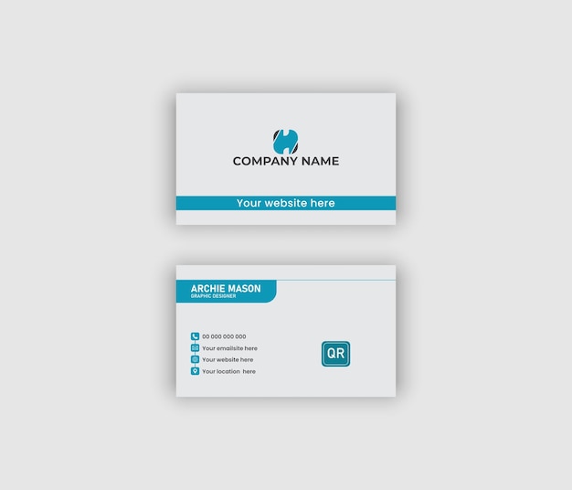 Diseño moderno de tarjetas de visita con elementos azules y blancos