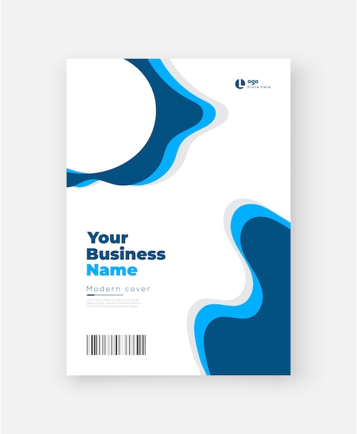 Diseño moderno de volante corporativo con onda abstracta azul