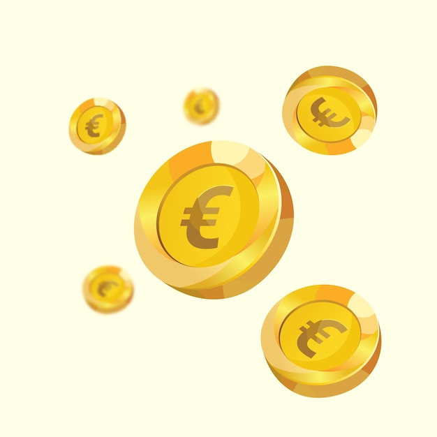 Vector diseño de moneda de euro volador