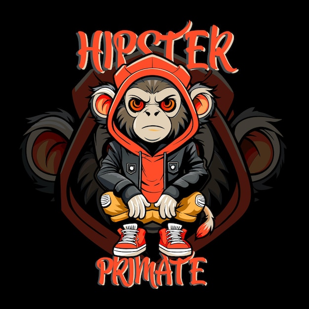 Diseño de mono de estilo Skeet para la ilustración de la camiseta