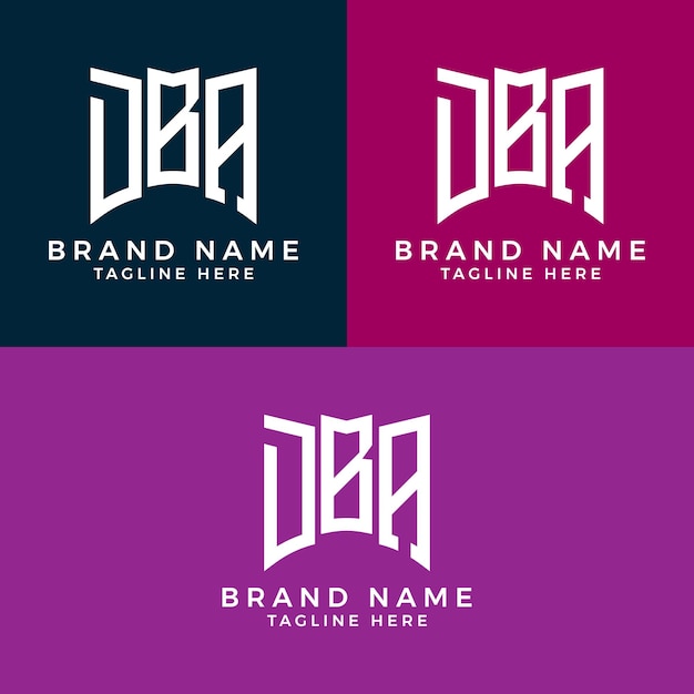 Diseño de monograma de conjunto de logotipo de letra DBA abstracto.