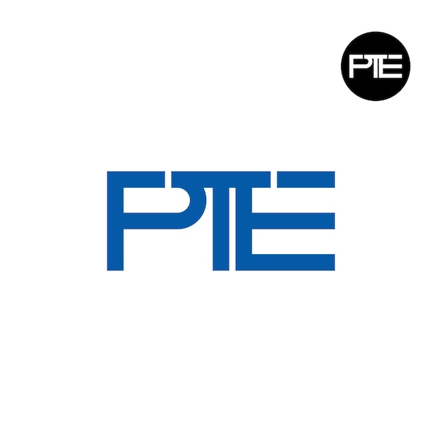 Diseño del monograma de la letra del logotipo de PTE