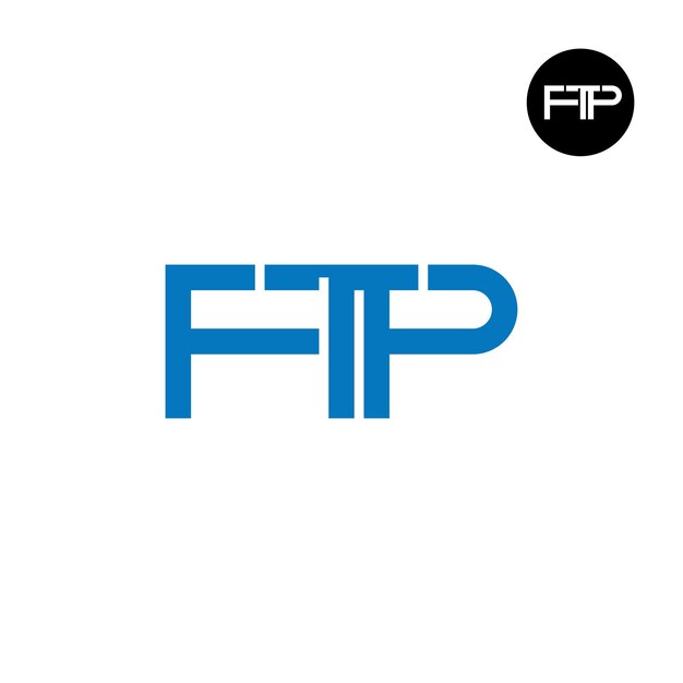 Diseño del monograma de las letras del logotipo FTP