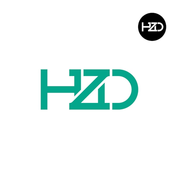 Diseño del monograma de las letras del logotipo de HZD