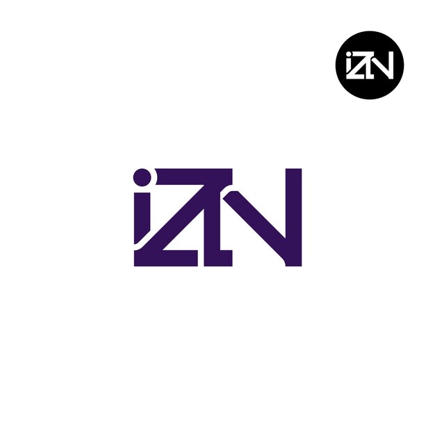 Diseño del monograma de las letras del logotipo de IZN